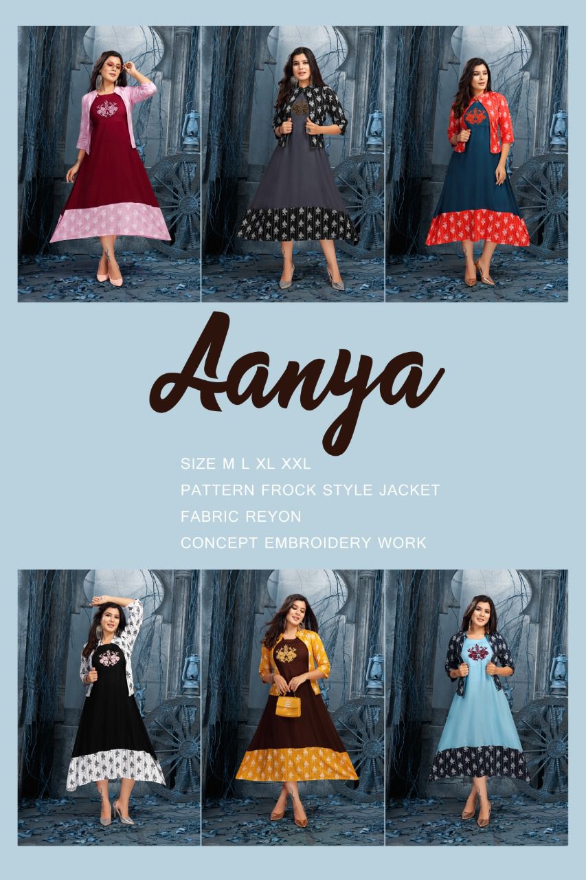 Beauty Queen Aanya Fancy Wear Rayon Kurti With Jacket Collection